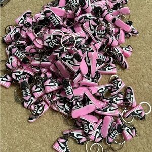 20 Pink and Black Mini Sneaker Keychains